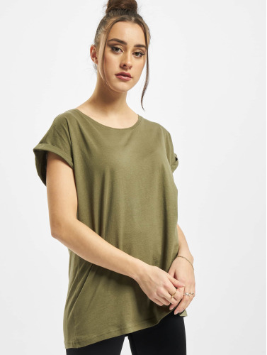 Urban Classics / t-shirt Ladies Organic Extended Shoulder in olijfgroen