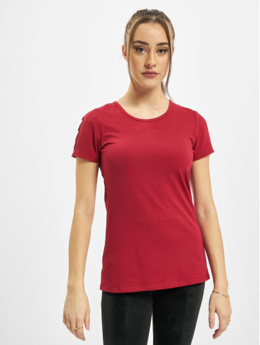 Urban Classics / t-shirt Ladies Lace Shoulder Striped Tee in rood