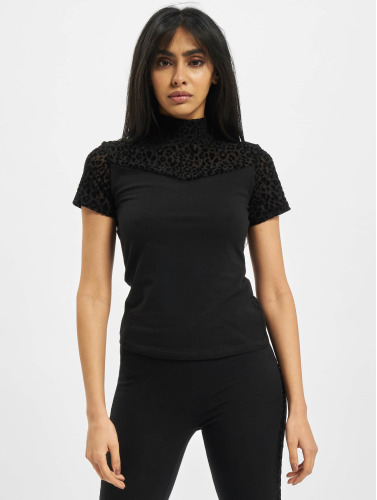 Urban Classics / t-shirt Ladies Flock Lace Turtleneck Tee in zwart