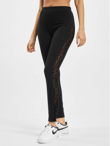 Urban Classics Legging -S- Flock Lace Stripe Zwart