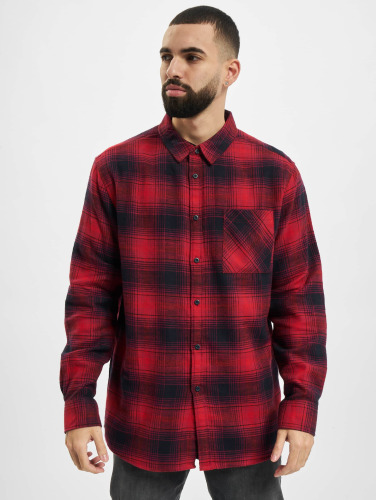 Urban Classics Overhemd -L- Oversized Checked Grunge Zwart/Rood