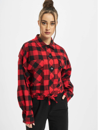 Urban Classics / overhemd Ladies Short Oversized Check in zwart