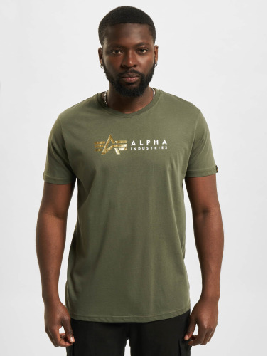 Alpha Industries / t-shirt Label Foil Print in olijfgroen