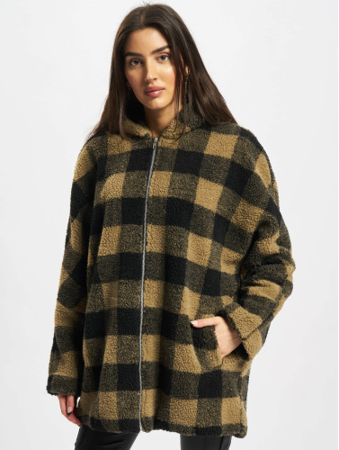 Urban Classics / winterjas Ladies Hooded Oversized Check in bruin