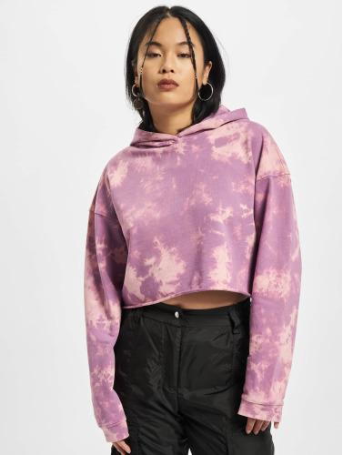 Urban Classics / Hoody Ladies Oversized Short Bleached in paars