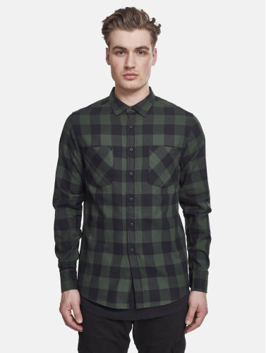 Urban Classics Overhemd -XS- Checked Flanell Zwart/Groen