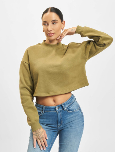 Urban Classics / trui Ladies Cropped Oversized High Neck in olijfgroen