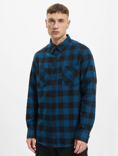 Urban Classics Overhemd -XL- Checked Flanell Blauw/Zwart