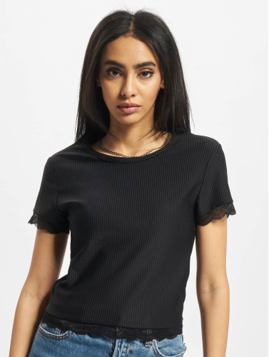 Urban Classics / t-shirt Ladies Cropped Lace Hem in zwart