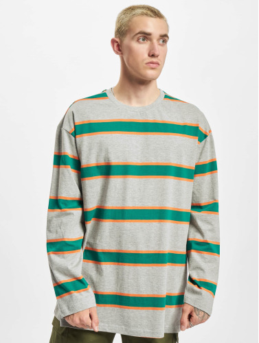 Urban Classics Longsleeve shirt -M- Light Stripe Oversized Grijs/Groen