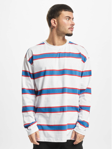 Urban Classics Longsleeve shirt -5XL- Light Stripe Oversized Wit/Blauw