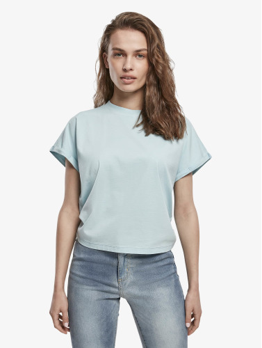Urban Classics / t-shirt Ladies Short Pigment Dye Cut On Sleeve in blauw