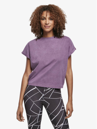 Urban Classics / t-shirt Ladies Short Pigment Dye Cut On Sleeve in paars