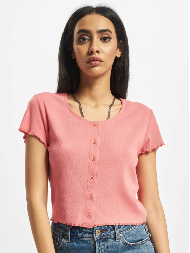 Urban Classics / t-shirt Ladies Cropped Button Up Rib in pink