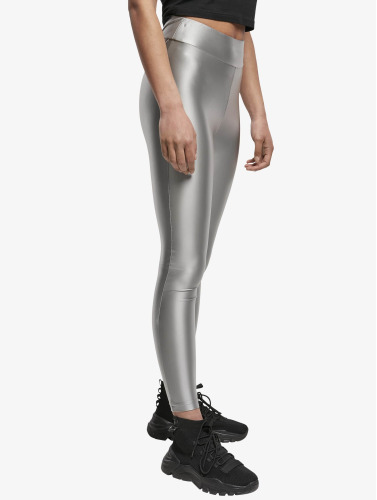 Urban Classics Legging -XL- Highwaist Shiny Metalic Zilverkleurig