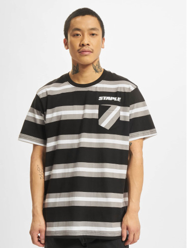 Staple / t-shirt Striped Pocket in zwart