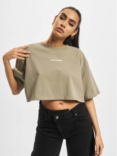 PEGADOR / t-shirt Layla Oversized Cropped in olijfgroen