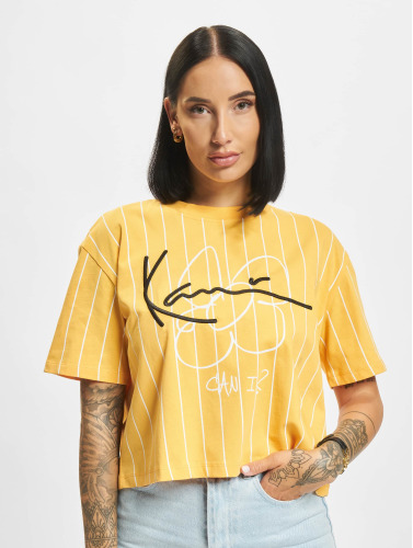 Karl Kani / t-shirt Signature Crop Pinstripe in oranje