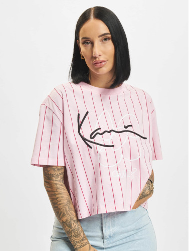 Karl Kani / t-shirt Signature Crop Pinstripe in rose