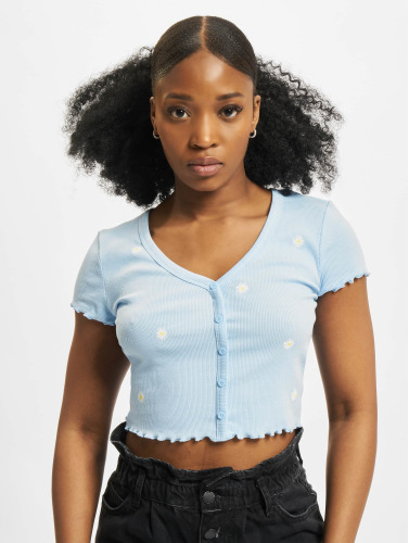 Only / t-shirt Daisy Button in blauw