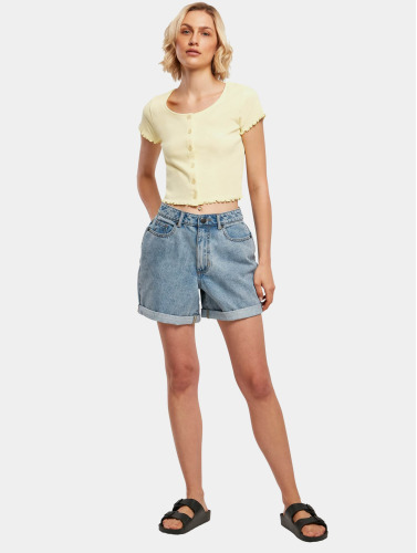 Urban Classics / t-shirt Ladies Cropped Button Up Rib in geel