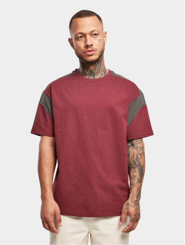 Urban Classics Heren Tshirt -4XL- Active Bordeaux rood/Zwart