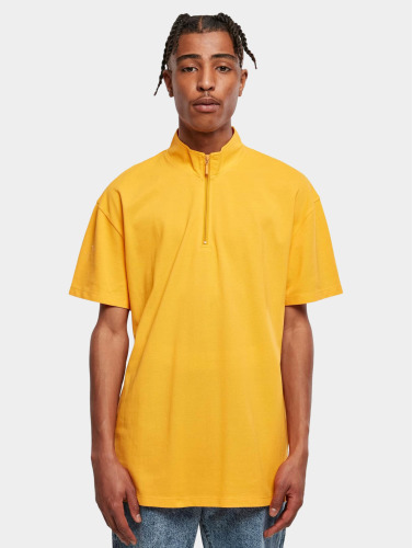 Urban Classics / t-shirt Boxy Zip Pique in oranje