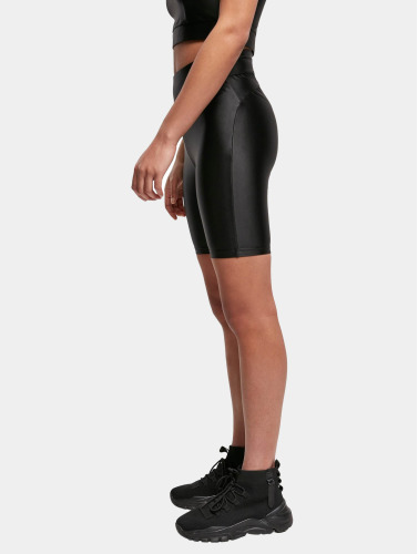 Urban Classics / shorts Ladies Highwaist Shiny Metallic Cycle in zwart