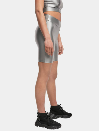 Urban Classics / shorts Ladies Highwaist Shiny Metallic Cycle in zilver