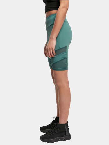 Urban Classics / shorts Ladies High Waist Tech Mesh Cycle in groen
