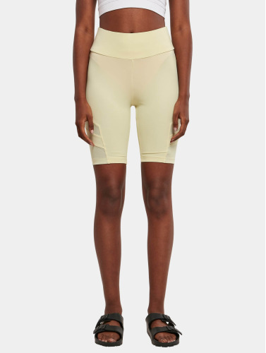 Urban Classics / shorts Ladies High Waist Tech Mesh Cycle in geel