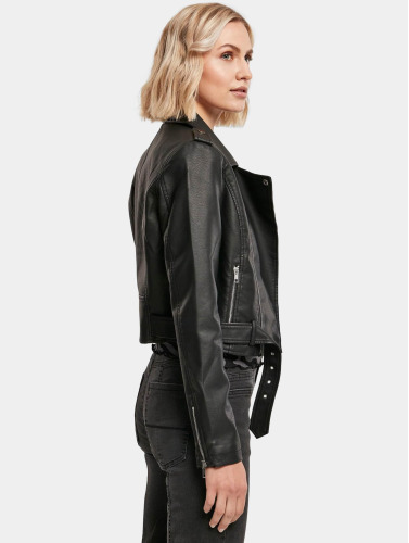 Urban Classics / leren jas Ladies Synthetic Leather Belt Biker in zwart