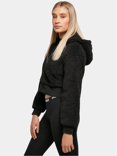 Urban Classics / Zomerjas Ladies Short Oversized Sherpa in zwart