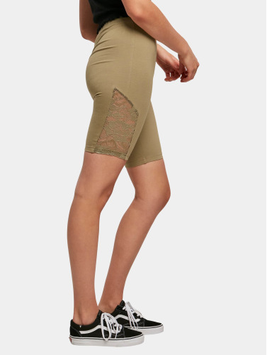 Urban Classics / shorts Ladies High Waist Lace Inset in khaki