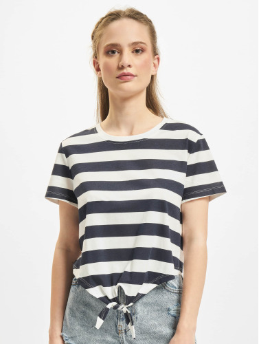 Only / t-shirt Cropped Knot Stripe in blauw