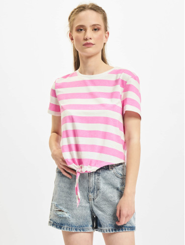 Only / t-shirt May Cropped Knot Stripe in pink