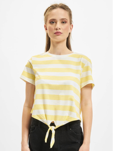 Only / t-shirt May Cropped Knot Stripe in geel