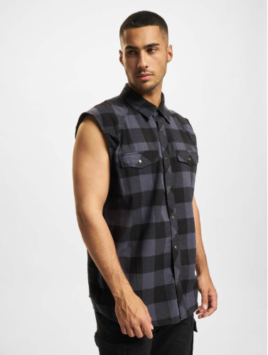 Urban Classics Overhemd -L- Checkshirt sleeveless Zwart/Grijs