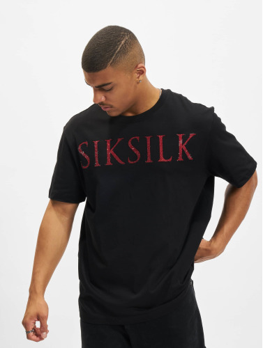 Sik Silk / t-shirt Rhinestone Straight Hem in zwart