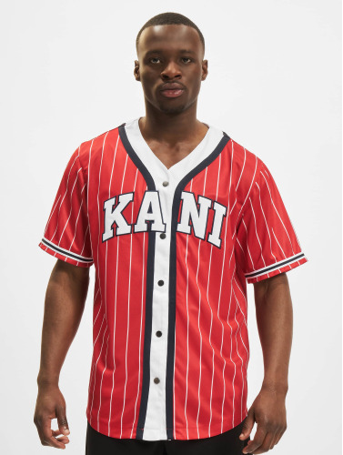 Karl Kani / overhemd Serif Pinstripe Baseball in rood