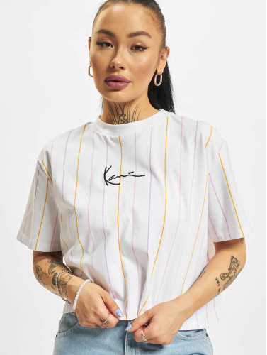 Karl Kani / t-shirt Small Signature Pinstripe Cropped in wit
