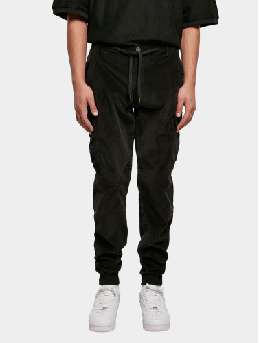 Urban Classics / joggingbroek Corduroy Cargo in zwart