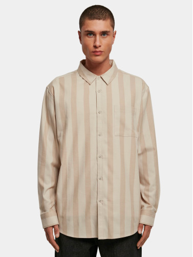 Urban Classics Overhemd -5XL- Striped Beige/softseagrass Beige/Groen