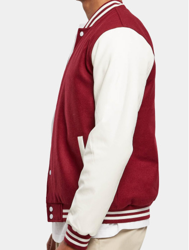 Urban Classics College jacket -XS- Oldschool Bordeaux rood/Wit