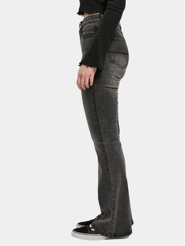 Urban Classics / Boot cut jeans Ladies High Waist Flared Denim Pants Loose in zwart