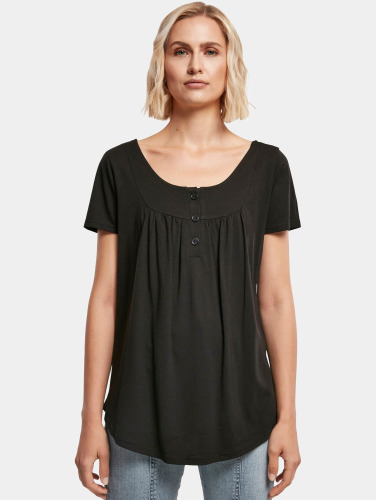 Urban Classics / t-shirt Ladies Viscose Button Up in zwart