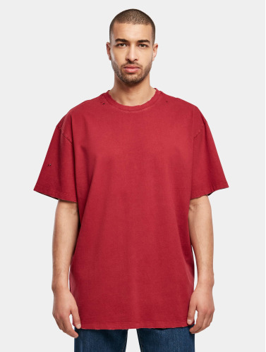 Urban Classics Heren Tshirt -3XL- Oversized Distressed Rood