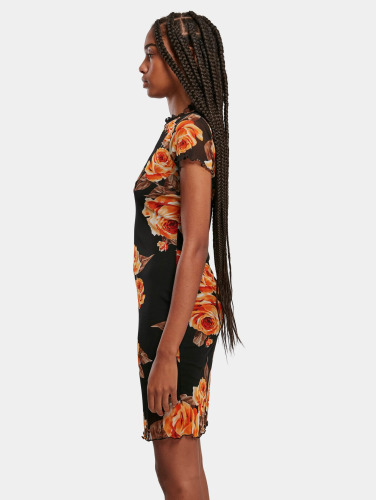 Urban Classics Korte jurk -XL- Mesh Double Layer mangorose Zwart/Multicolours