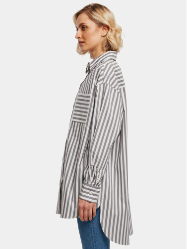 Urban Classics Blouse -XS- Oversized Stripe Wit/Grijs