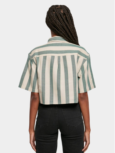 Urban Classics Blouse -XS- Short Oversized Stripe Groen
